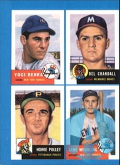 1992 Topps Archives Bazooka Quadracard Yogi Berra Del Crandall Howie Pollet